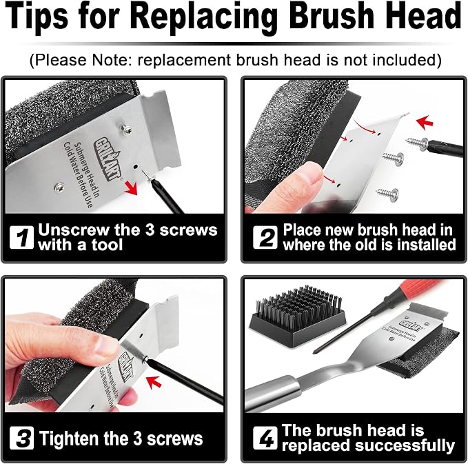 GRILLART Grill Brush Brsitle Free 1PCS Replacement Head