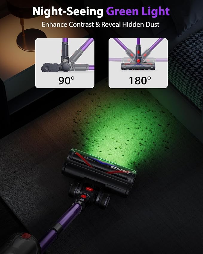 Cordless Vacuum Cleaner, 75Mins/55KPa/650W, Rechargeable | 10 Stage Filtration, Cone Filtration&Anti-Tangle, Extra Washable HEPA Filter, for Hard Floor, Carpet, Pet Hair, Freestanding