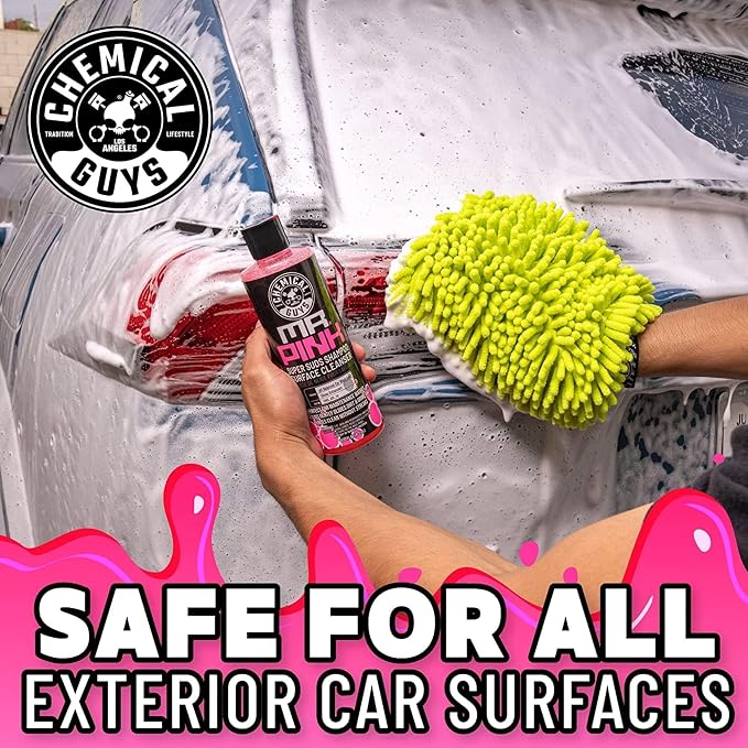 Chemical Guys, Mr. Pink pH-Balanced Car Wash Soap for Foam Cannons, 16 oz | Thick foaming suds lift dirt and grime in foam cannons, blasters or buckets, gentle on wax, sealant and ceramic