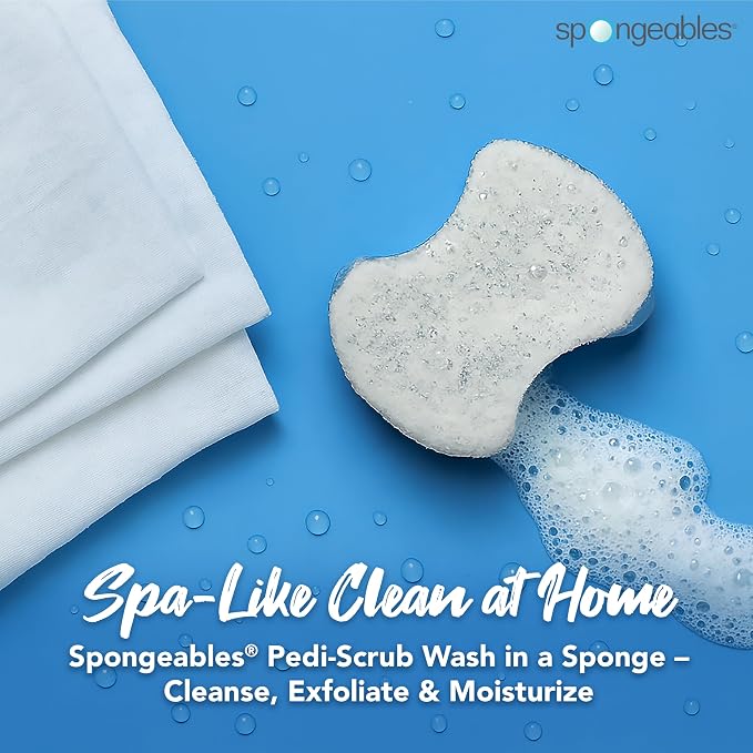 Spongables Pedi Scrub Foot Exfoliating 20+ Wash Sponge, Fresh Linen, 1 Count