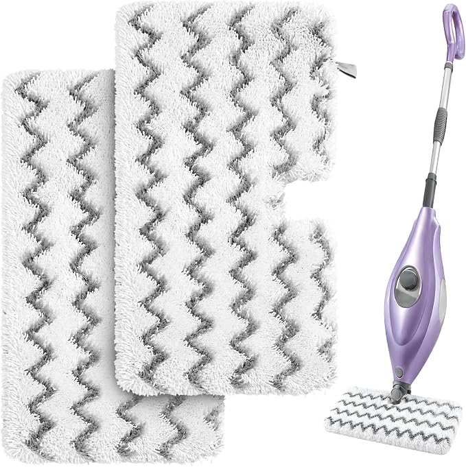 Tidy Monster Steam Mop Pads with Scrub Strips Microfiber Replacement Pad Refills for Shark Steam Pocket Mop S3500 Series S3501 S3601 S3550 S3801 S3901 SE450 S3601D S3901D (White Scrub Stripe 2 Pack)