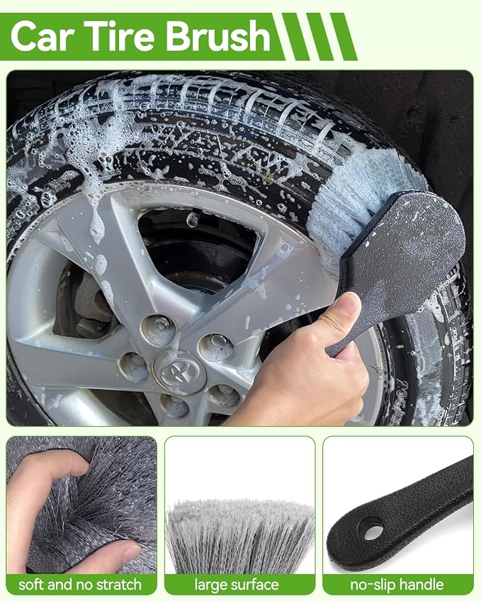 8Pcs Car Wash Kit, 62’’ Car Wash Brush with Long Handle, Microfiber Carwash Kit Set, Car Washing Supplies for Cars RV Truck Exterior