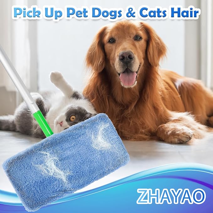 6 Pack Reusable Microfiber Mop Pads Compatible with Swiffer Sweeper, Dry Sweeping Cloths & Wet Mopping Cloths, Washable Mop Pads for Surface/Hardwood Floor Cleaning