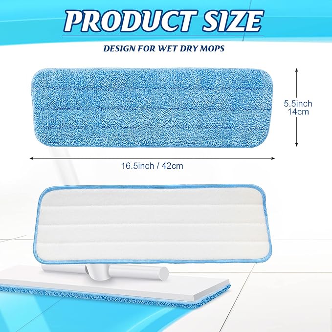 36 Pcs Microfiber Mop Pads Machine Washable Cleaning Flat Mop Head Replacement Reusable Household Pads for Hardwood and Hard Surface Floor Cleaning and Scrubbing