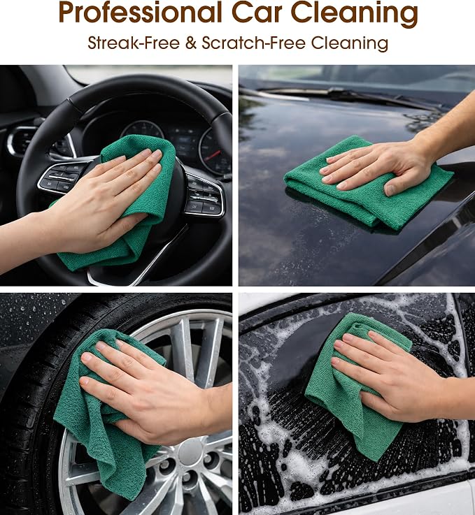 KitchLife Microfiber Cleaning Cloth Roll, 100 Pack - Tear-Away Microfiber Paper Towels, Lint-Free, Reusable, Washable for Kitchen, Car, Dishes, and Sensitive Surfaces (Forest Green)