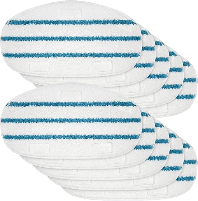 10 Pack Replacement Steam Mop Pads for PurSteam ThermaPro 211 & 10-in-1 | Old 5-tab version only; not for the new 6-tab mop. Machine-washable microfiber pads for sealed hardwood, tile and laminate.