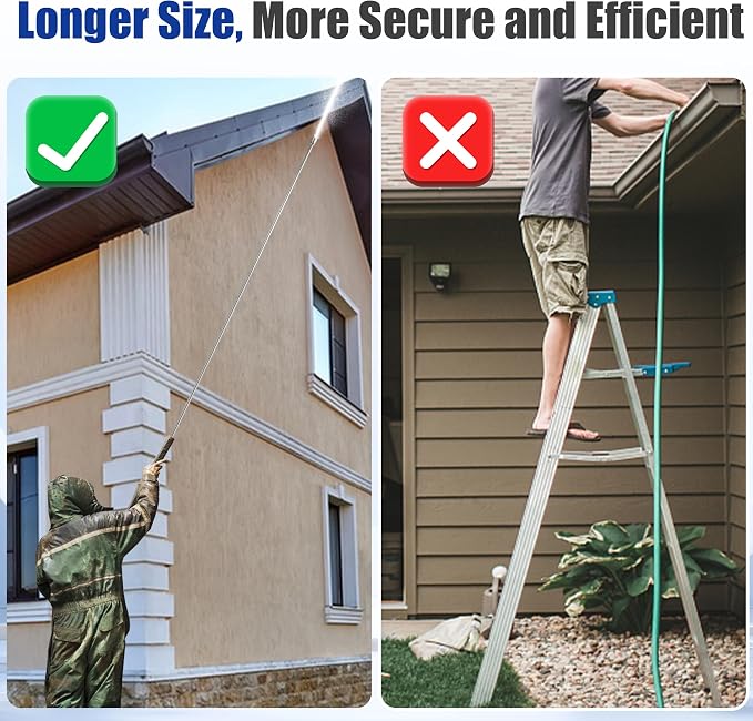 M MINGLE Pressure Washer Extension Wand - 120" Upgrade Power Washer Lance | Pressure Washer Accessories with 5 Nozzle Tips - 30°/90°/120° Curved Rod - 1/4" Quick Connect