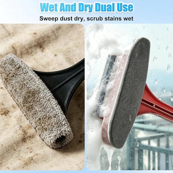 Window Screen Cleaning Brush,2-in-1 Multi-Purpose Cleaning Brush Efficient Cleaning,Window Screen Cleaner Tool with Squeegee,Mesh Cleaner Brush for Patio,Door,Porch Screens (Blue)