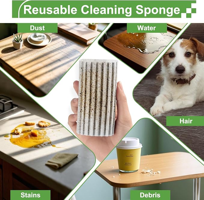 Jeymei Damp Clean Duster Sponge,2Pcs Grey Dust Sponge for Cleaning | Damp Dusting Sponge with Ridges,Baseboard Cleaning Tool,Reusable Wet Duster Sponge,Household Cleaning Sponges for Blinds