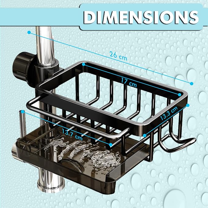 Kitchen Sink Faucet Organizer – Compact Design for Round Faucets (10.6 × 5.7 cm) – Black (Left)