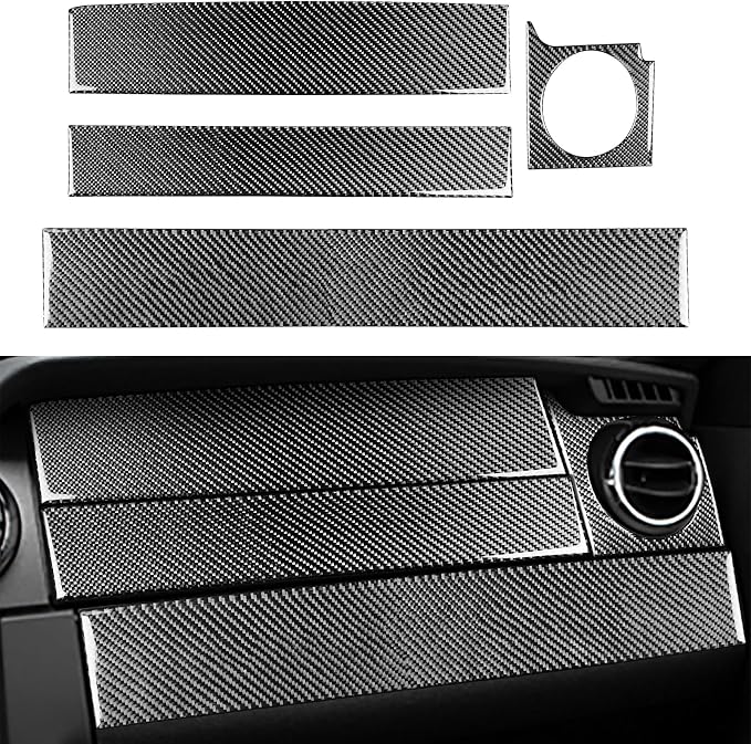 Real Carbon Fiber Trim for Ford Mustang GT Shelby Accessories | for 2005 2006 2007 2008 2009，Co-pilot Instrument Panel Cover，Thick Overlay Sticker Decal，4PCs