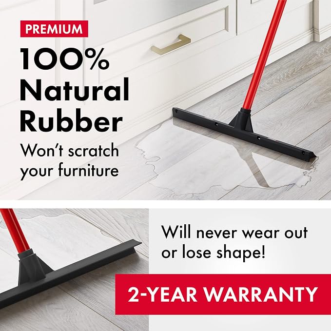 Tyroler Floor Squeegee Heavy Duty 17" | Floor Squeegee for Concrete Floor | Deck Squeegee Outdoor for Floor | 55" 4 Part Handle, Ideal Outdoor Squeegee for Patio, Tiles, Marble, Garage, Shower, Window