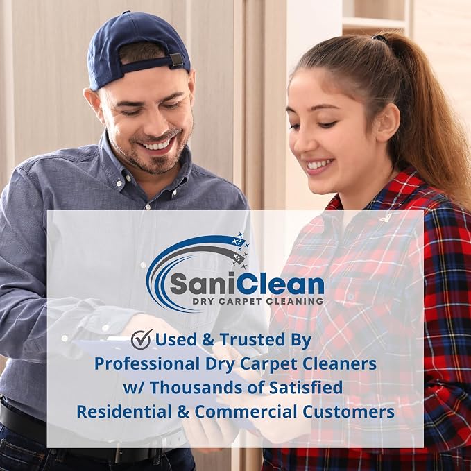SaniClean Dry Carpet & Rug Cleaning Powder – Deep Cleans, Spill Cleanup, Spot & Stain Remover, Pet Mess | Brush In, Vacuum Out | For Large Areas Or Spot Treatment | No Harsh Chemicals (2 Pound Bag)