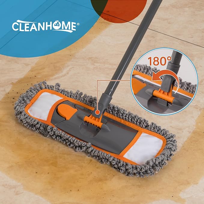 CLEANHOME Microfiber Mop Pads, 4 Pieces | Fit CLEANHOME Dust Mop: B09PBPGSJ3, For Floor Cleaning, Chenille Microfiber Replacement Pads