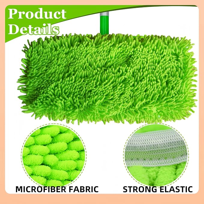 Reusable Chenille Mop Pads Compatible with Swiffer Sweeper 10-12″ Mops | 5 pack set,Reusable Wet & Dry Mop Refills, Microfiber