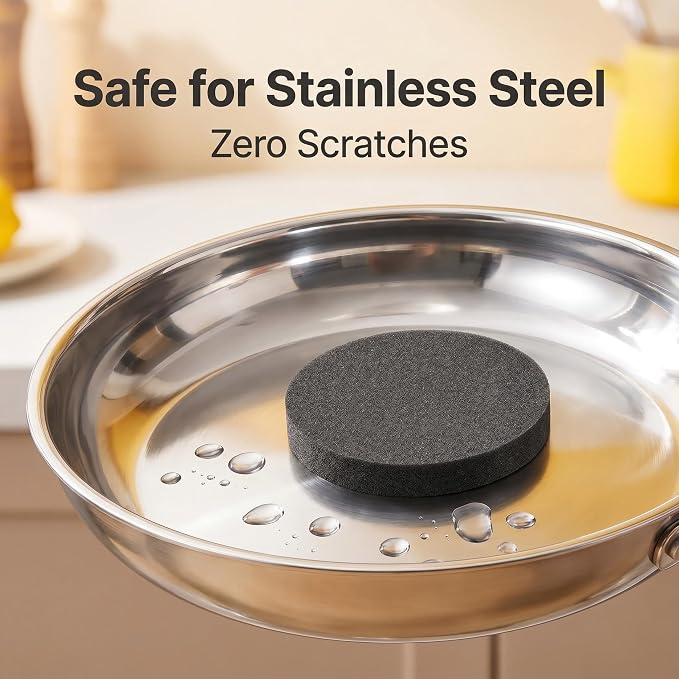 Stainless Steel Sponge 3-Pack, Scratch-Free Metal Sponge for Stainless Steel Pans Cookware Sinks, Heavy Duty Removes Burnt-On Stains Baked Grease, Flexible Reusable Kitchen Cleaning Sponge