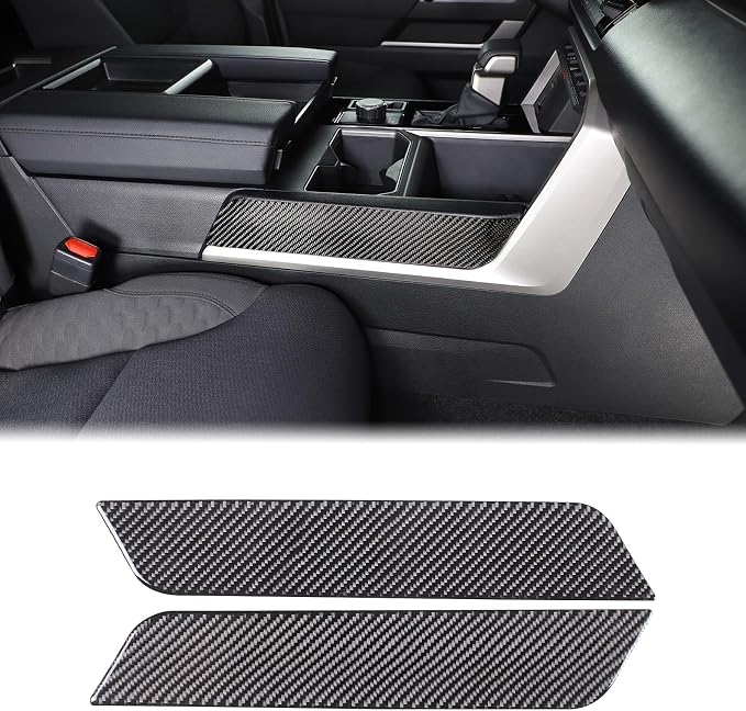 Real Carbon Fiber Center Console Gear Control Panel Side Strip Cover Trim Fit Toyot@a Tundra/Sequoia 2022-2024 Car Inner Center Console Gear Box Side Panel Protect Sticker Moulding Strip Accessories