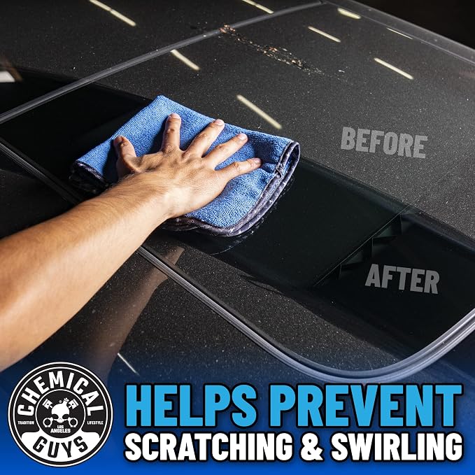 Chemical Guys, Professional Microfiber Towels, 16 x 16 in, Blue, 3 Pack | Ultra-soft, scratch-free towels to buff wax, dry panels and clean glass and interiors, machine washable