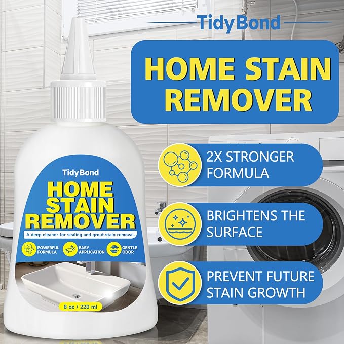 Home Stain Remover Gel, Heavy Duty Stain Cleaner, Deep Clean for Front Loader Washing Machine Seal, Refrigerator Strips, Rubber Gasket, Bathroom Grout, Tile, Shower, Caulk - 8 fl oz