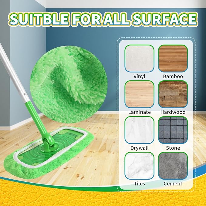 AmaVins Reusable 100% Coral Fleece Mop Pads Compatible with Swiffer | 3 Pack, Wet and Dry Flat Cover, Washable Wet Pads Refill, For Surface/Hardwood Floor Cleaning, Mop is Not Included