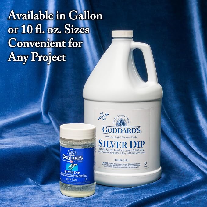 Goddard's Silver Cleaner Dip – Silver Jewelry Cleaner Solution for Hard-to-Reach Silverplate, Cutlery & Small Items – Professional Use Tarnish Remover – Silverware Cleaning Supplies (1 Gal)