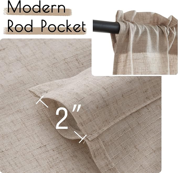 jinchan Lien Tier Curtains and Valances, 26x24, 3 Panels, Crude | Light filtering, rod pocket, cafe curtains, farmhouse, machine washable, small window decor, kitchen, laundry room, RV
