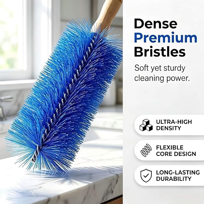 Bendable Microfiber Fan Cleaner Brush, Reusable Cobweb Duster, Washable Dust Remover for Electric Fan, Air Vents, Blinds, Curtains, Ceiling & Car Household Dust Cleaning Tool (2PCS)