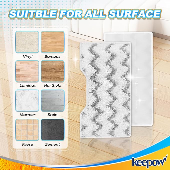 KEEPOW Reusable Mop Replacement Pads Compatible with Shark Vacmop VM252 | VM401 VM252P10 VC205 VM180 VM190 VM200 QM250 VM250 Washable Microfiber Mop Vac Pads Refills with Upgraded Design,1+2+4 Pads
