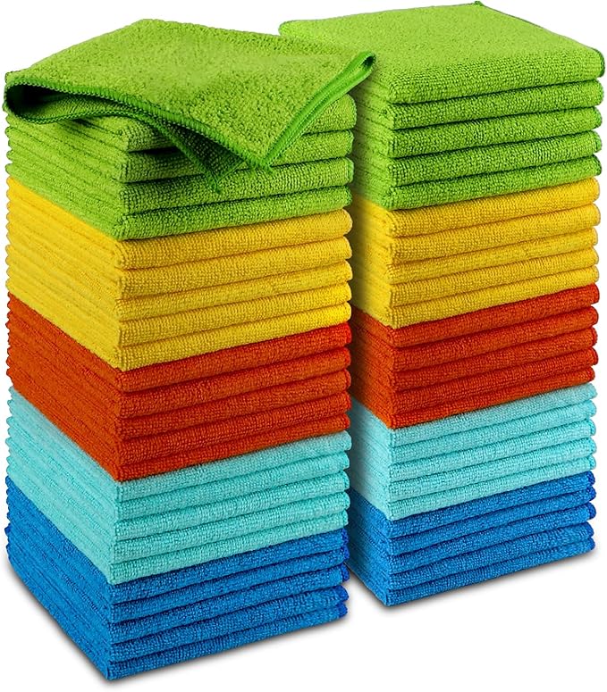 AIDEA Microfiber Cleaning Cloth-50PK, Microfiber Towels for Cars, 12×12" | Premium Wash Cloths, Dusting Cloth Cleaning Rags, Absorbent Towels for SUVs, House, Kitchen, Window, Cleaning Supplies