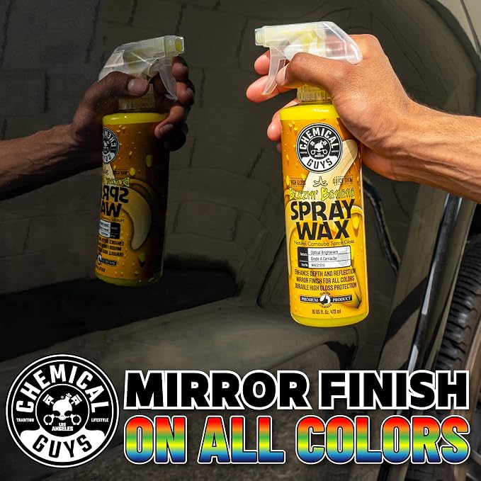 Chemical Guys, Blazin' Banana Carnauba Spray Wax, High Gloss Shine, 16 oz | Carnauba spray wax adds deep gloss and a slick layer on clean paint, glass and chrome, sweet banana scent
