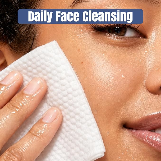Ourmed Life Face Towels, 11"×9" Disposable Face Towel – Ultra-Soft, Thickened Facial Towelettes, Lint-Free Dry Wipes for Sensitive Skin, Ideal for Makeup Removal & Skincare (50 Count, 1 Pack)