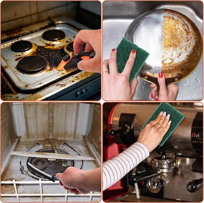 Palksky Heavy Duty Oven Cleaner Tools, Oven Cleaning Accessories, Oven Cleaning Kit with Crevice Cleaning Brush, Razor Blade Scraper, Pumice Stone, Cleaning Rags