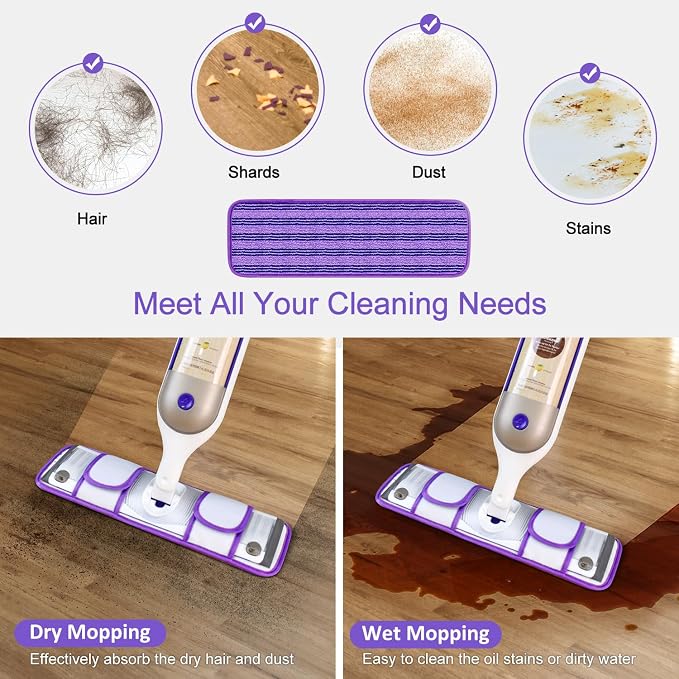 2 Pack Upgraded Reusable Mop Pads Compatible with Swiffer PowerMop, Mop Refill Pads Replacement for Swiffer Power Mop Spray Mop Pads for Multi-Surface Floor Cleaning, Quality Updated Cationic Material