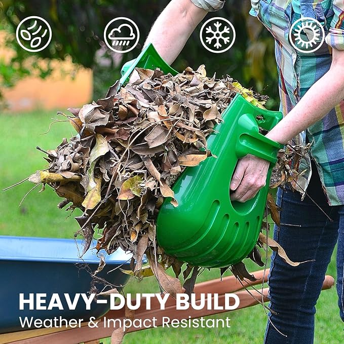 GARDEASE Leaf Scoops, Ergonomic Large Hand Held Rakes for Yard (1 Pair) | Closed-claw design scoops leaves and grass fast, wet or dry. Also great for mulch, compost, fruit picking and pet cleanup.