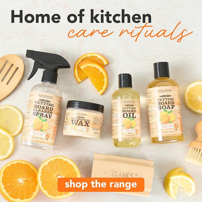 CLARK'S Cutting Board Organic Soap - Cleaner for Butcher Block, Countertop and Utensils - Enriched with Natural Orange & Lemon Extracts - Cleans and Restores Wood - Use Before Food Safe Mineral Oil