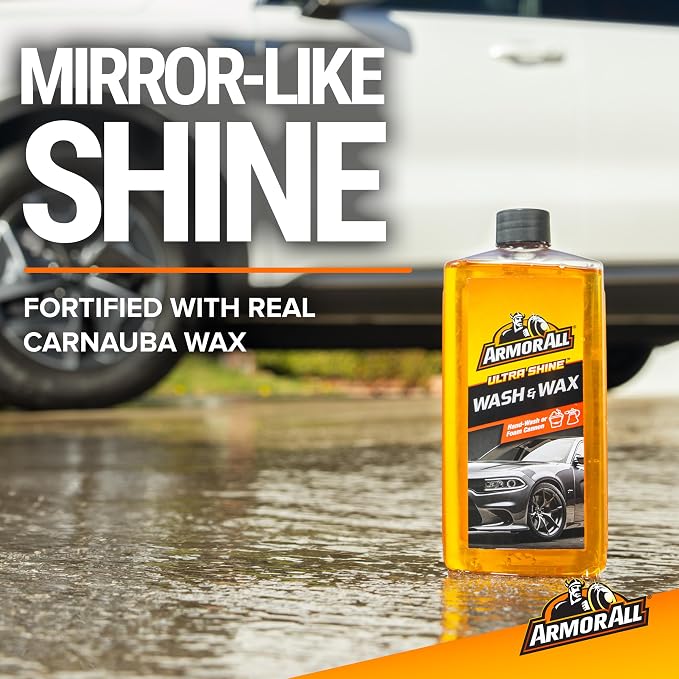 Armor All Car Cleaning Kit, Glass Wipes, Protectant, Wash & Wax, Tire Foam | 4-piece car wash detailing kit with ammonia-free glass wipes and UV protectant spray for interior surfaces