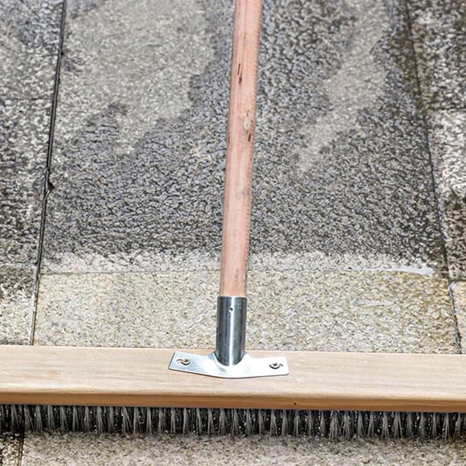 Floor Scrub Brush, Heavy Duty Rough Floor Brush Toilet Brush Floor Scrubber Brush with 20cm Stainless Steel Wire Deck Scrub Cleaning Tool for Outdoor Moss Removal
