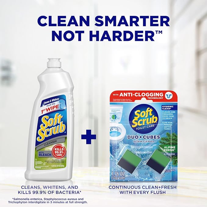 Soft Scrub In-Tank Toilet Cleaner Duo-Cubes, Alpine Fresh, 2 Ct (Pack of 7), Cleans & Freshens, Helps Fight Toilet Ring, Hard Water & Limescale Stains