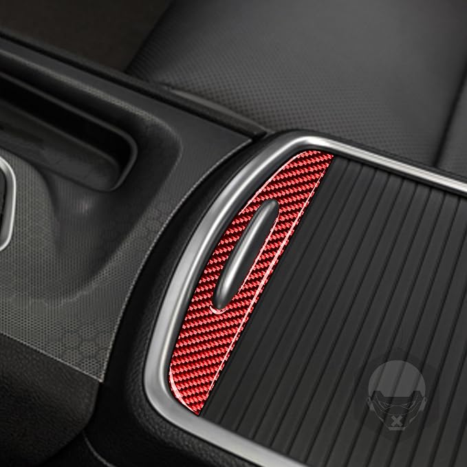 Console Armrest Panel Fit for Dodge Charger/Chrysler 300 2011-2023 | Real Carbon Fiber | Accessories | Cover Central Console Armrest Box Lower Trim Sticker | Thick Overlay | Self-adhesive | Red