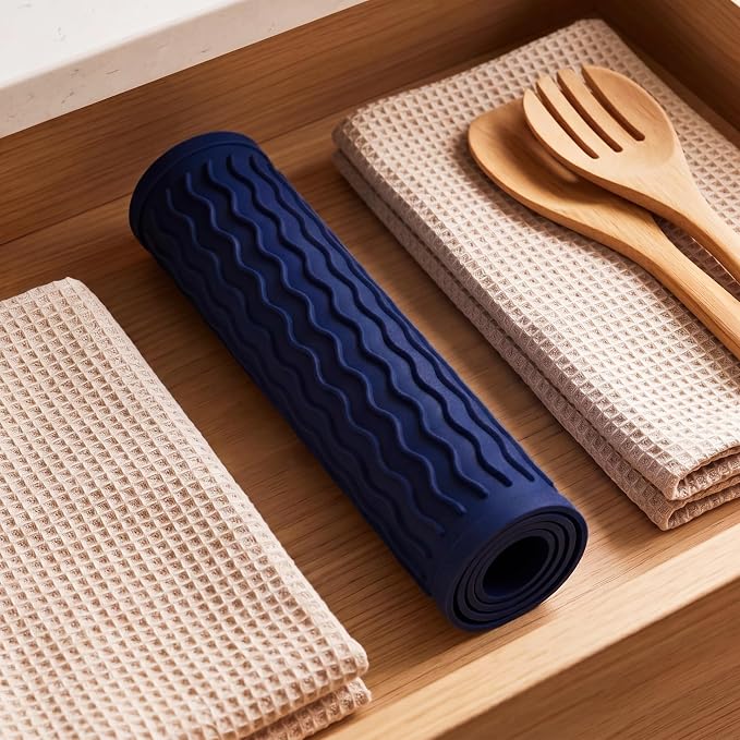MicoYang Silicone Dish Drying Mat for Multiple Usage,Easy clean,Eco-friendly,Heat-resistant Silicone Mat for Kitchen Counter or Sink,Refrigerator or Drawer liner Navy Blue M 12 inches x 12 inches