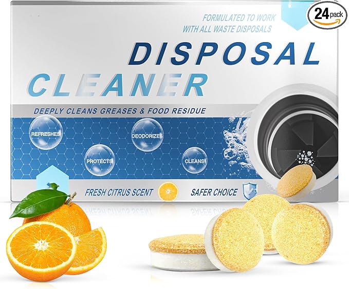 Garbage Disposal Cleaner Tablets 12 Pack, XXL Foaming Disposal Cleaner Powerful Deep Cleaning Grease Remover, Septic Safe Kitchen Sink Drain Care for Maintenance