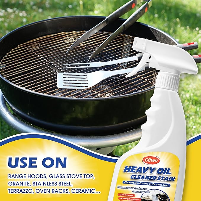 Heavy Oil Cleaner Stain - Effective Multi-Purpose Cleaner 17.6 oz, Includes Spray Bottle & Towel for Cleaning Kitchen, Oven, Stove, Range Hood, Sink