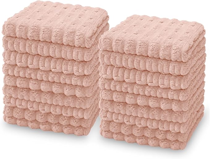kimteny Microfiber Dish Cloths for Kitchen, 18 Pack 12 x 12 Inch Coral Velvet Kitchen Cleaning Cloths, Absorbent Reusable Non-Scratch Dish Rags for Dishes, Countertops & Sink