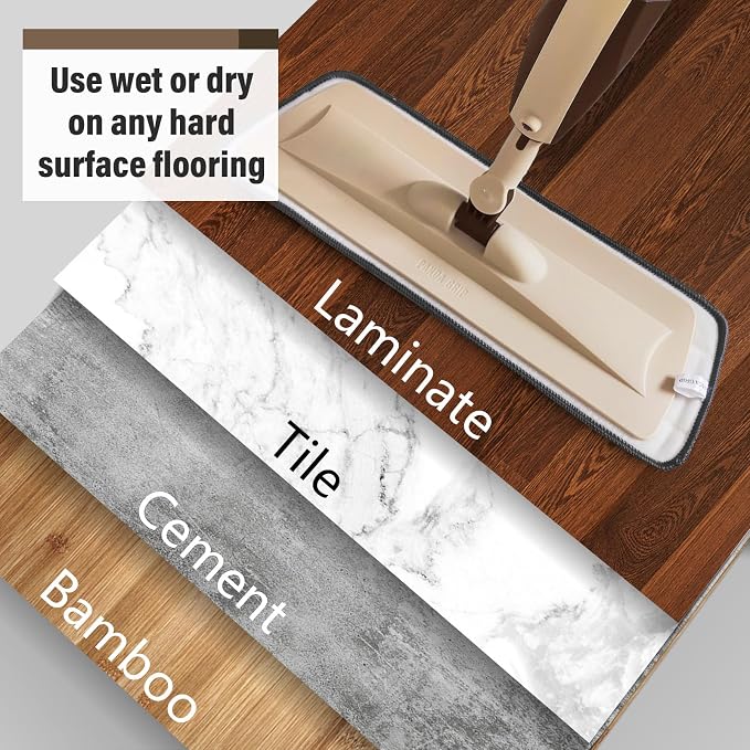 Wet Spray Mop for Floor Cleaning with 14 oz Bottle & 3 Microfiber Pads | Refillable bottle, washable pads, dry/wet use for home or commercial cleaning on hardwood, laminate, wood & ceramic floors