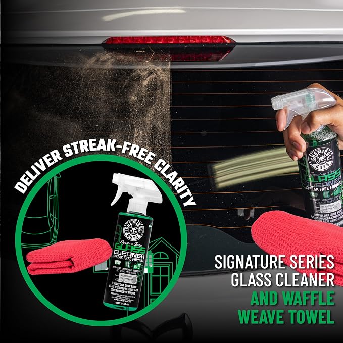 Chemical Guys, Signature Series Glass & Window Cleaner, Tint Safe, 1 Gallon | Ammonia-free and tint-safe, clears fingerprints, smoke film and grime from glass, mirrors and screens