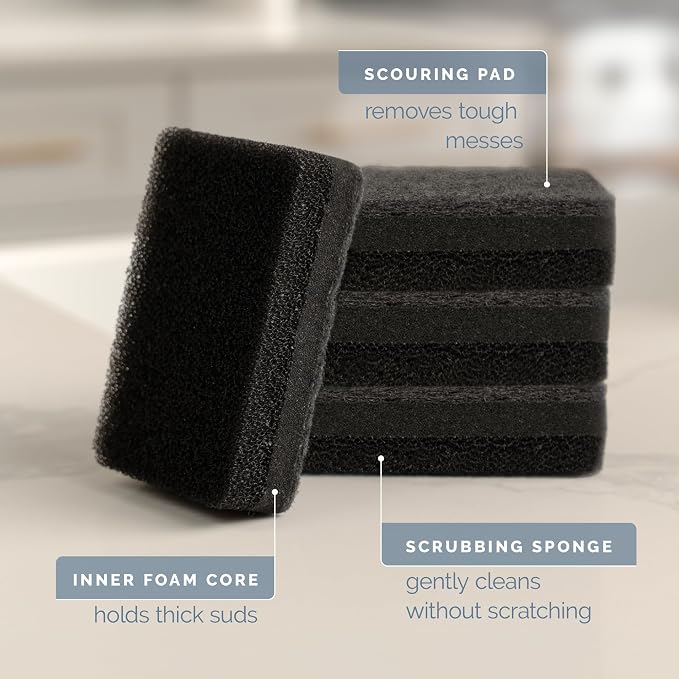 S&T INC. Dish Sponge, 10 Pack for Sponges Kitchen Refill, Multipurpose Cleaning and Dish Scrubber for Kitchen and Home, 4.3 Inches x 2.8 Inches x 1 Inch, Black