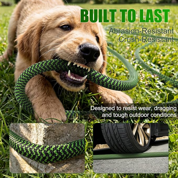 NON-EXPANDABLE Garden Hose 150ft x5/8'', Heavy Duty Flexible Water Hose with 10-Function Sprayer, Lightweight, Leak Proof, Durable Fabric Skin, Pressure Resistant for Yard, Outdoor