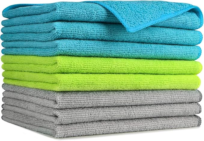 AIDEA Microfiber Cleaning Cloth-8PK, Microfiber Towels for Cars 12"x16" | Soft Absorbent Cleaning Rags, Reusable Microfiber Towel Lint-Free Streak-Free for House, Kitchen, Window Multicolor
