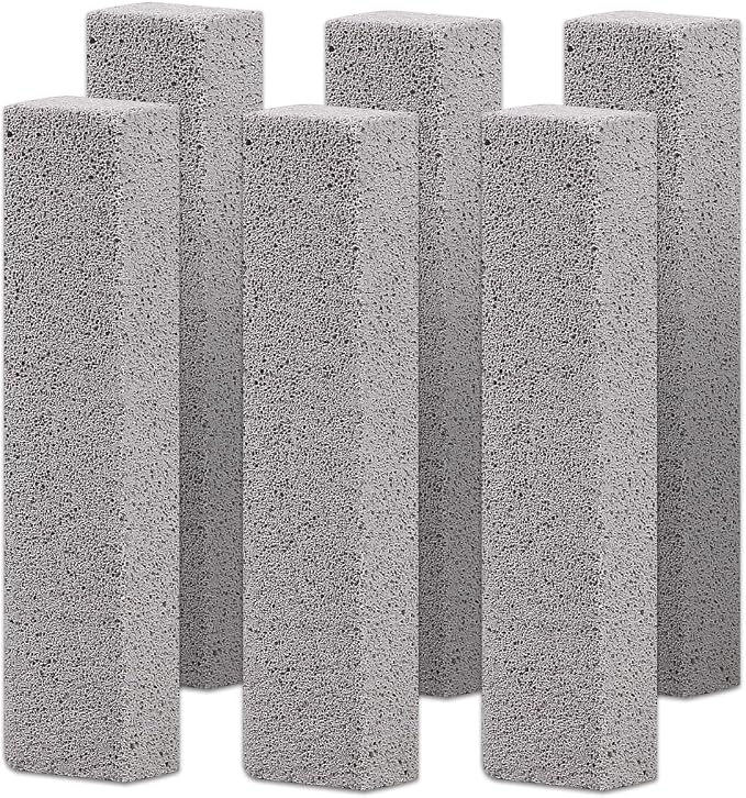 Herda 6 Pack Pumice Stone Toilet Bowl Cleaner, Powerfully Pumice Stick for Toilet Cleaning Hard Water Rings, Calcium Buildup, for Cleaning Stove, Tubs, Grills, Swimming Pools, Sinks（Without gloves）