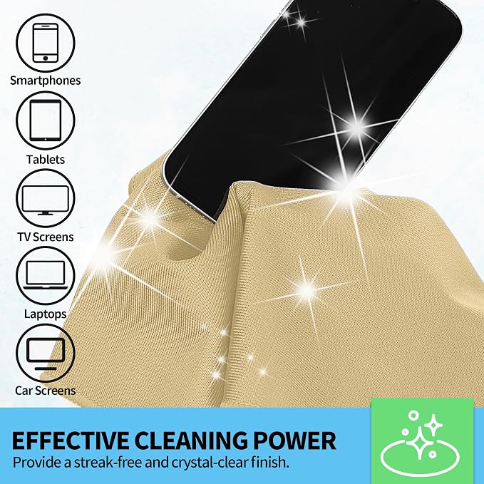 Microfiber Cleaning Cloth, 12 Pack Window Glasses Cleaning Cloth, Reusable Lint-Free Streak Free Polishing Cloth Wipes for Stainless Steel, Eyeglass, Mirror, Screen & Lense,12"*12" Beige